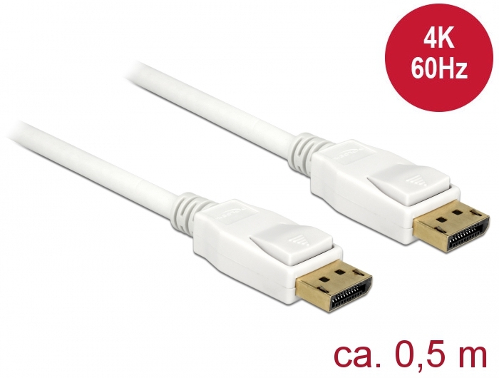 Monitorkabel DisplayPort -> DisplayPort S/S 0,5m weiß 4K 60 Hz