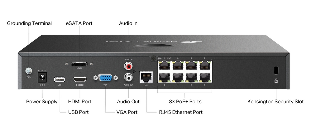 TP-LINK VIGI NVR2008H-8MP-2TB - Network Video Recorder - 8 Kanäle