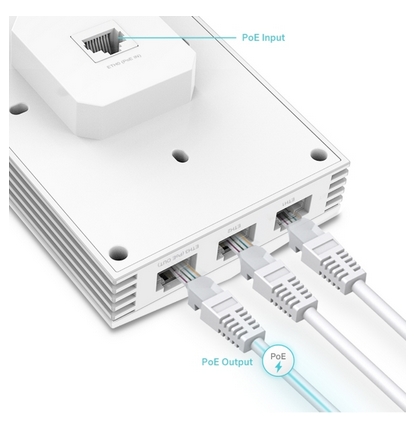 TP-LINK Omada EAP655-Wall - AccessPoint -Wi-Fi 6 AX3000 3x RJ45 Gbit (1x PoE-Out)