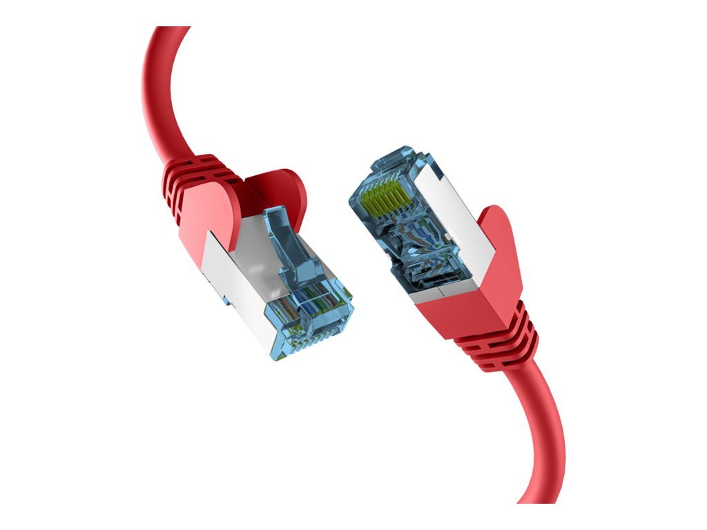 Patchkabel 0,5m mit Cat7 Rohkabel RJ45 S/FTP PIMF rot