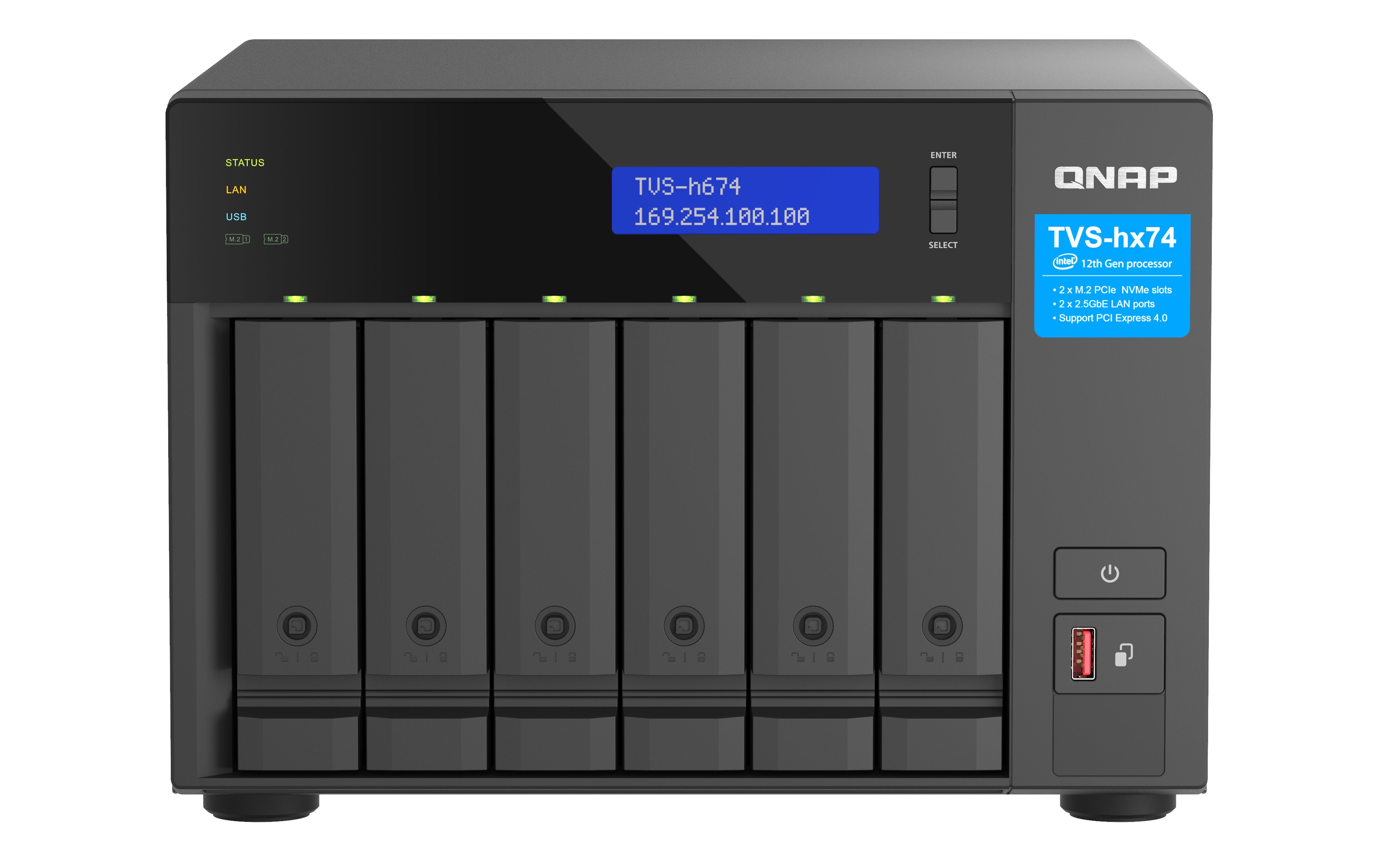 QNAP TVS-H674T-I5-32G - NAS Server 2x 2.5G/1G/100M/10M - 2x M2. 2280 Steckplatz