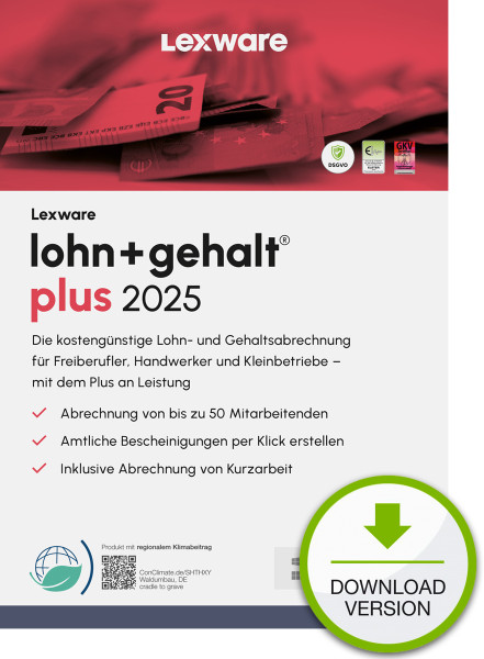 Lexware lohn+gehalt plus 2025 ABO, ESD Software Download incl. Activation-Key