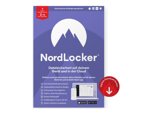 NordLocker 1yr 2TB (TD SYNNEX EU ESD), ESD Software Download incl. Activation-Key