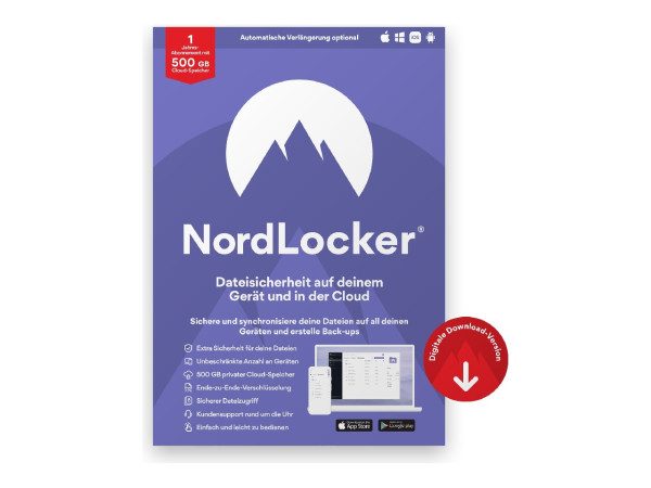 NordLocker 1yr 500GB (TD SYNNEX EU ESD), ESD Software Download incl. Activation-Key