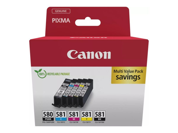 Canon PGI-580 PGBK + CLI-581 Multipack 5er-Tinte (PGBK/BK/C/M/Y)