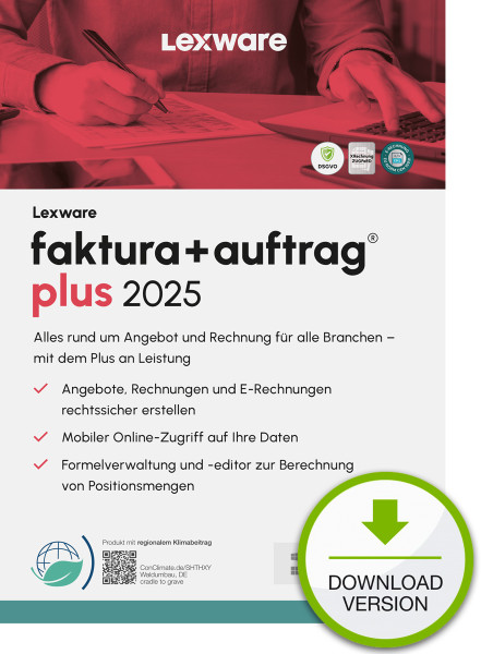 Lexware faktura+auftrag plus 2025 ABO, ESD Software Download incl. Activation-Key